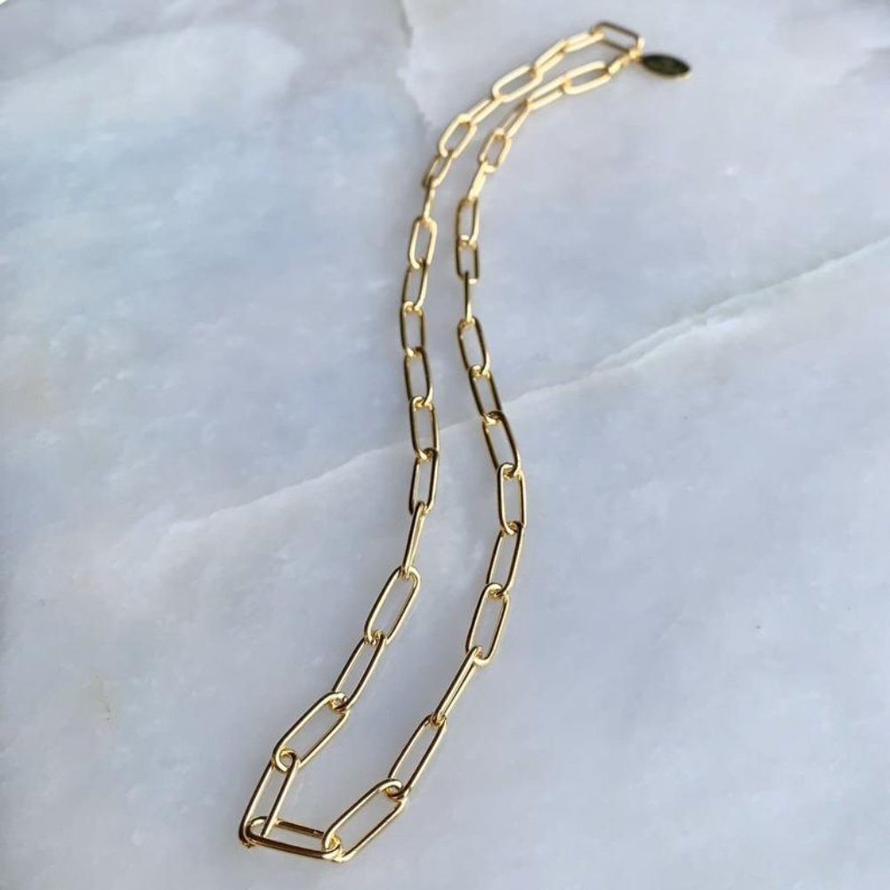 Paperclip chain choker or necklace • 14kt gold
